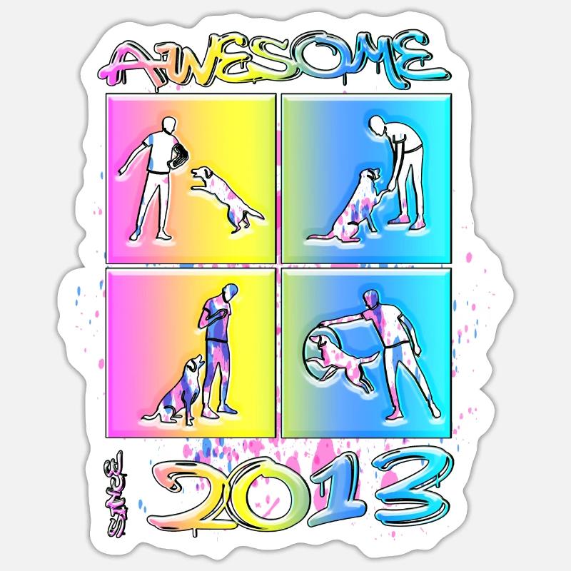 Génial depuis 2013. Agilité, Hundetraining - Sticker taille S (10 x 10 cm) - blanc mat