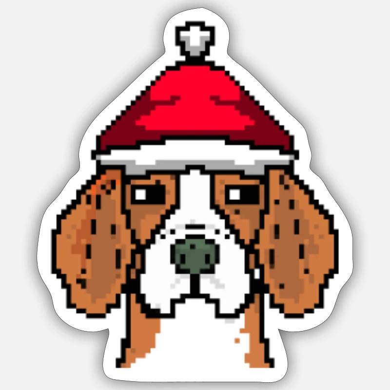 Beagle Pixelated Christmas - Funny - Sticker size S (10 x 10 cm) - white matte