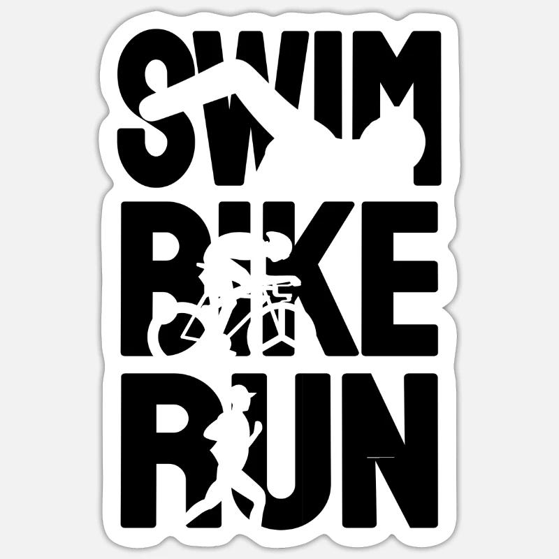 Triathlète de triathlon - Sticker taille S (10 x 10 cm) - blanc mat