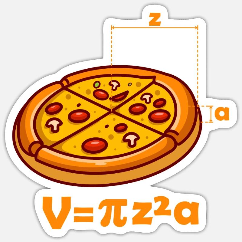 Pizza Volume Nerd Geek Math Equation - Sticker taille S (10 x 10 cm) - blanc mat