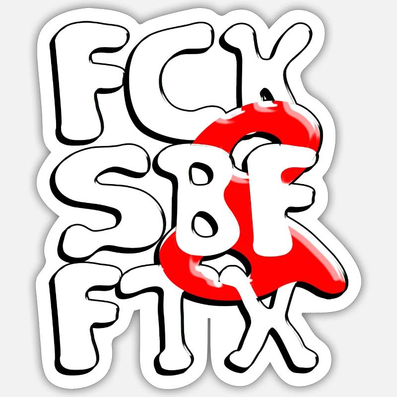 F*CK SBF & FTX - Sticker Größe S (10 x 10 cm) - Mattweiß