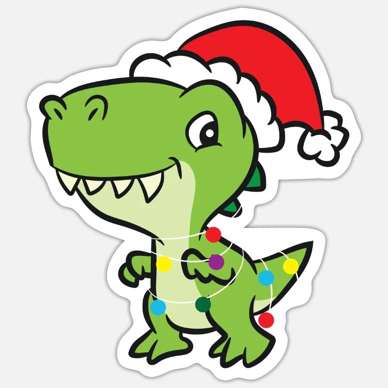 T-Rex - Tree-Rex colorful string of lights - Sticker size S (10 x 10 cm) - white matte