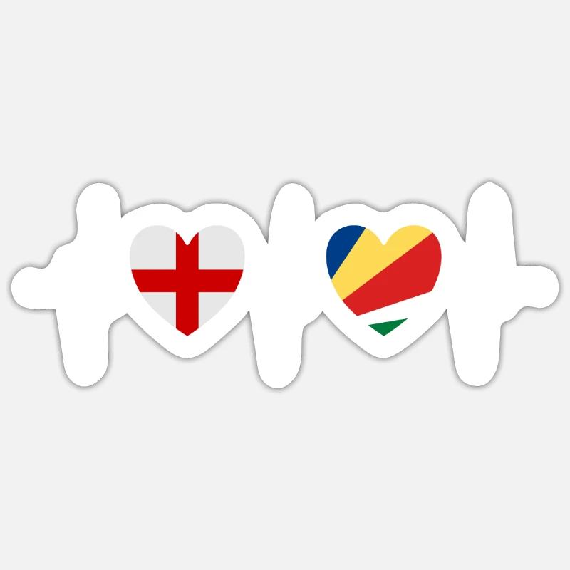 Angleterre et Seychelles Drapeau des Seychelles Drapeaux - Sticker taille S (10 x 10 cm) - blanc mat