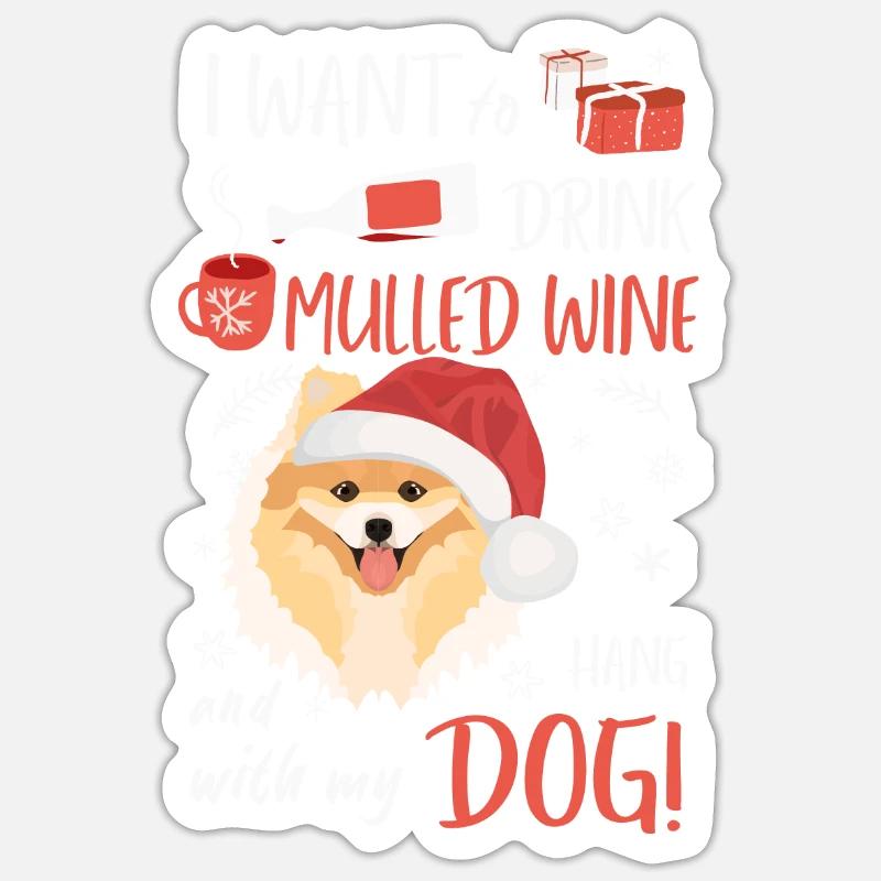 Spitz vin chaud Noël - Sticker taille S (10 x 10 cm) - blanc mat