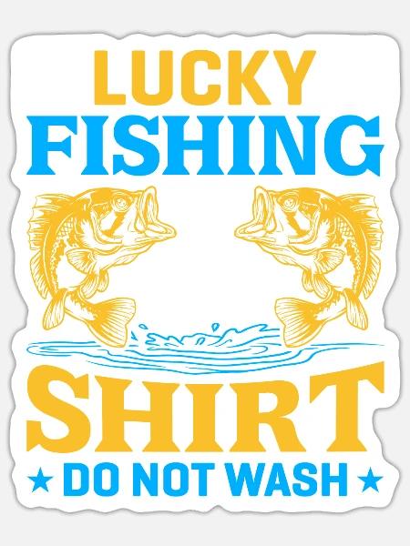 Lucky Fishing T-shirt - Sticker Größe S (10 x 10 cm) - Mattweiß