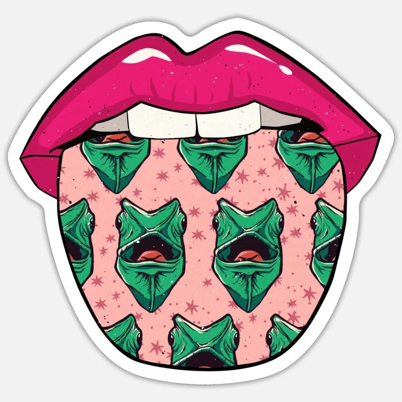 Gecko Lizard Lips - Sticker size S (10 x 10 cm) - white matte