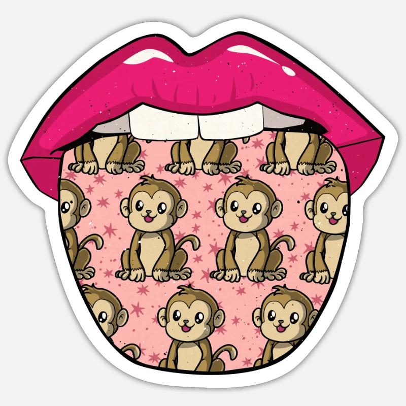 Monkey lips - Sticker size S (10 x 10 cm) - white matte