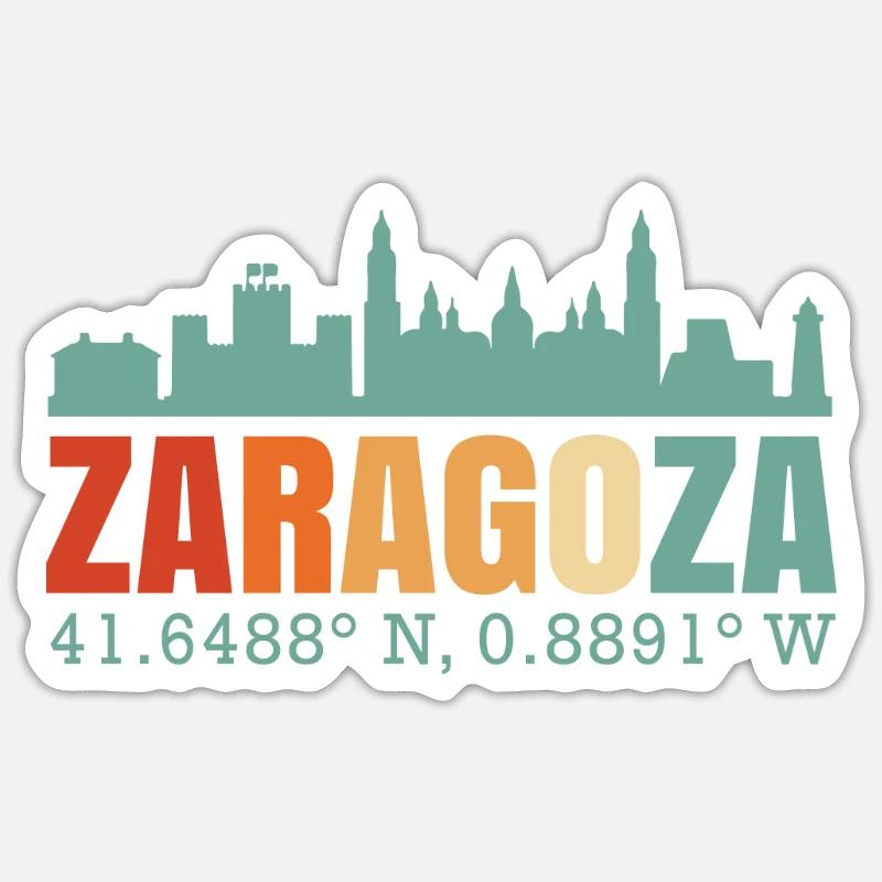 Saragossa Spanien Skyline - Sticker Größe S (10 x 10 cm) - Mattweiß