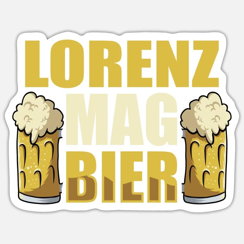 Lorenz mag Bier Name Geburtstag Sticker Größe S (10 x 10 cm)