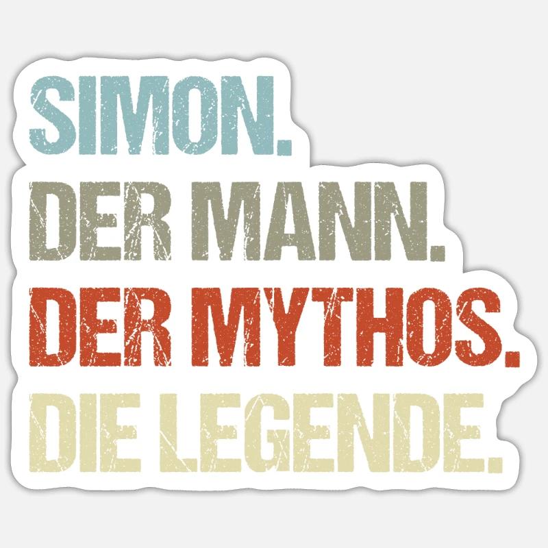 Simon der Mann der Mythos die Legende - Sticker Größe S (10 x 10 cm) - Mattweiß