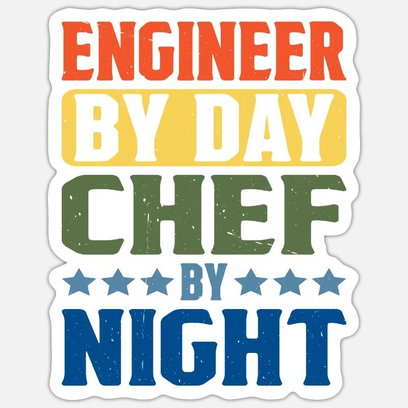 Engineer By Day, Chef By Night 5 - Sticker size S (10 x 10 cm) - white matte