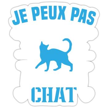 je peux pas j'ai câlins avec mon chat Cadeau - Sticker taille S (10 x 10 cm) - blanc mat - Devant