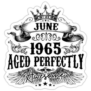 1965 | June Aged Perfectly 1965 Geburtstagsgeschenk - Sticker Größe S (10 x 10 cm) - Mattweiß - Vorne