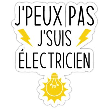 Ich kann nicht Ich bin Elektriker - Sticker Größe S (10 x 10 cm) - Mattweiß - Vorne