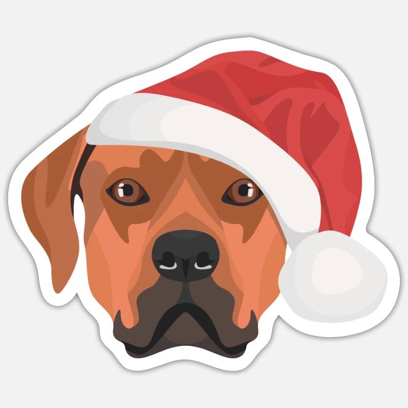 Rhodesian Ridgeback Joyeux Noël - Sticker taille S (10 x 10 cm) - blanc mat