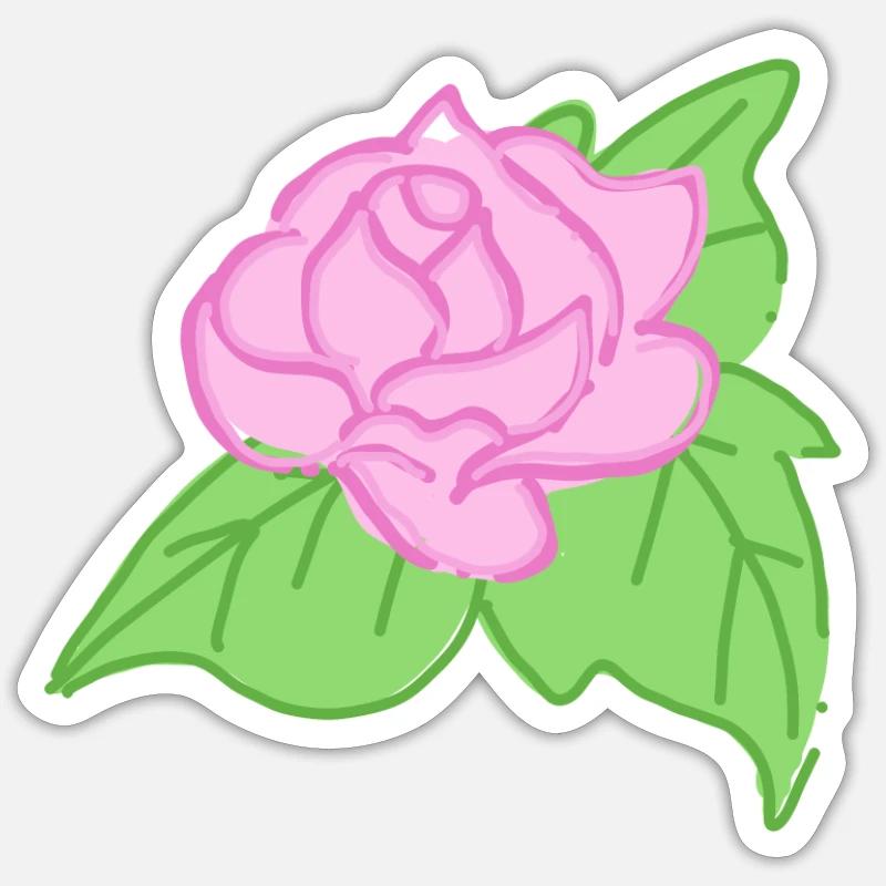 Rose Rote Rose Handgezeichnet - Sticker Größe S (10 x 10 cm) - Mattweiß