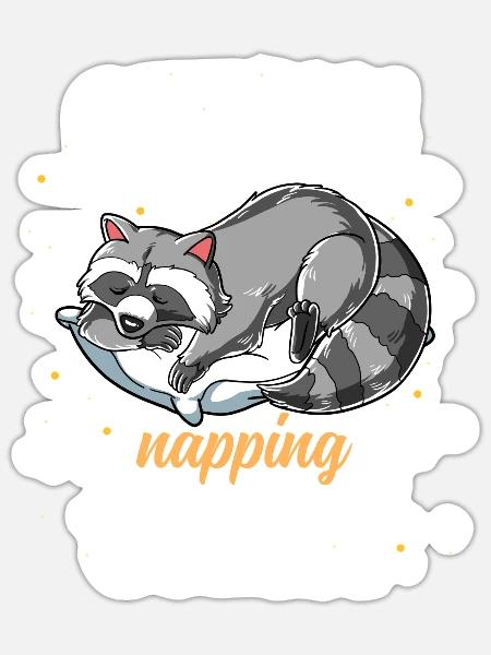 Schlafender Waschbär Offizielles Nickerchen - Sticker Größe S (10 x 10 cm) - Mattweiß