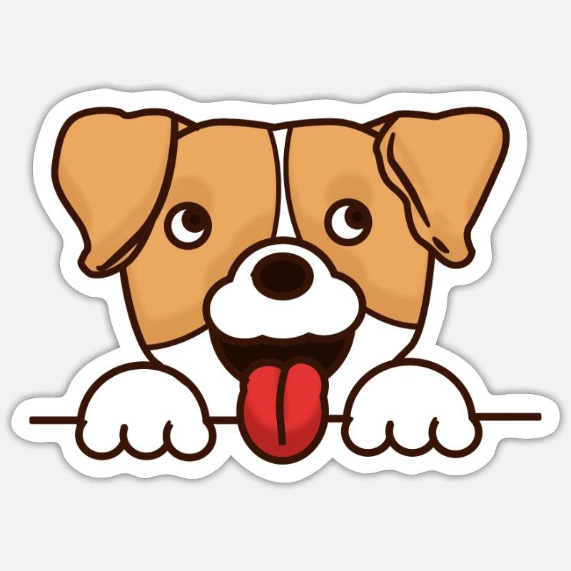 Visage de chien mignon - Sticker taille S (10 x 10 cm) - blanc mat