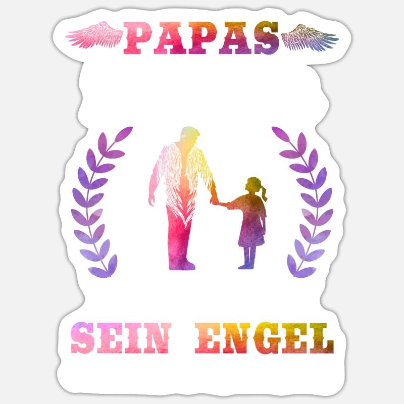 Papas Mädchen Ich War Einmal Sein Engel Jetzt Ist - Sticker Größe S (10 x 10 cm) - Mattweiß