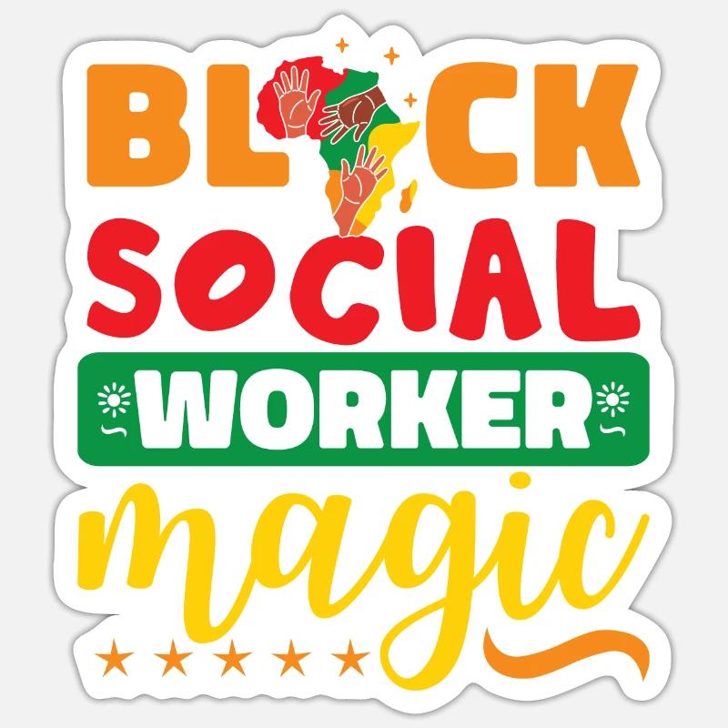 Black Social Worker Magic Sticker size S (10 x 10 cm)