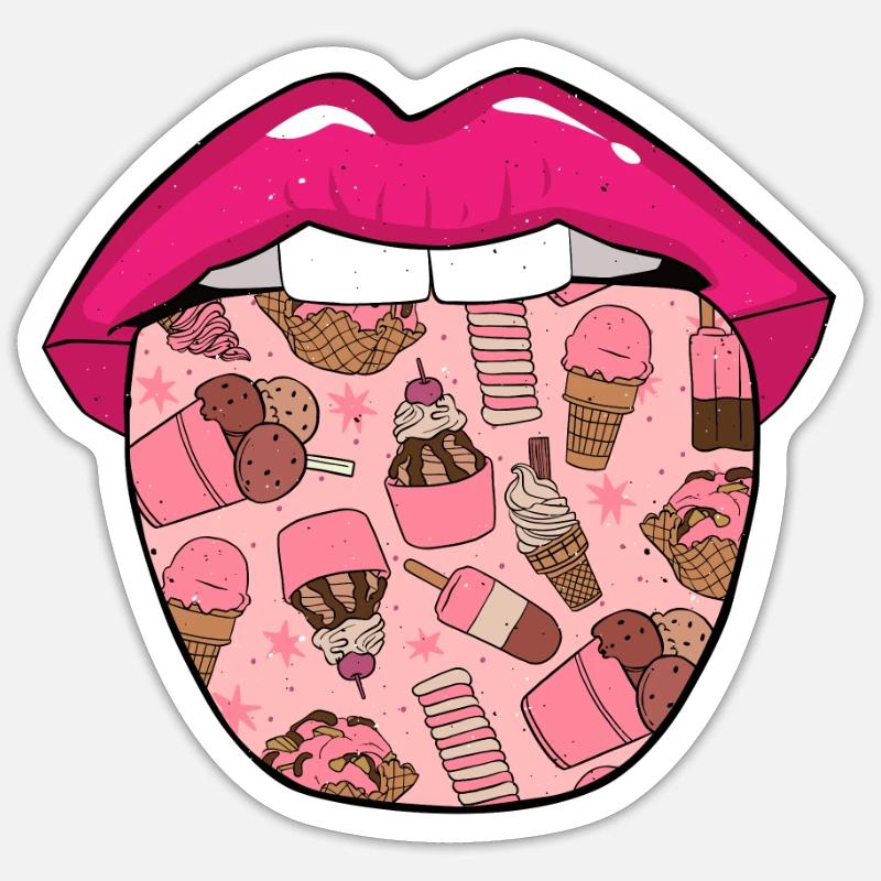 Langue de crème glacée Sticker taille S (10 x 10 cm)