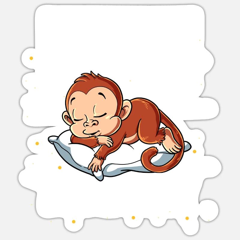 Schlafaffe Ich mache regelmäßig ein Nickerchen - Sticker Größe S (10 x 10 cm) - Mattweiß