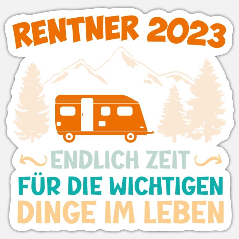 Rentner Ehepaar Camper Camping - Sticker Größe S (10 x 10 cm) - Mattweiß