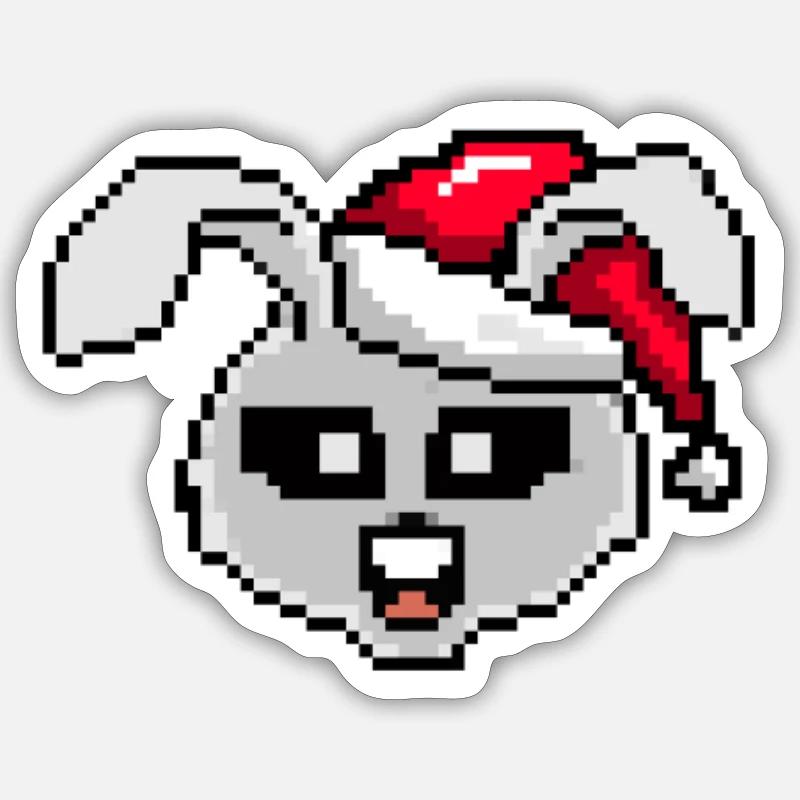 Rabbit Pixelated Christmas - Funny Rabbit - Sticker size S (10 x 10 cm) - white matte