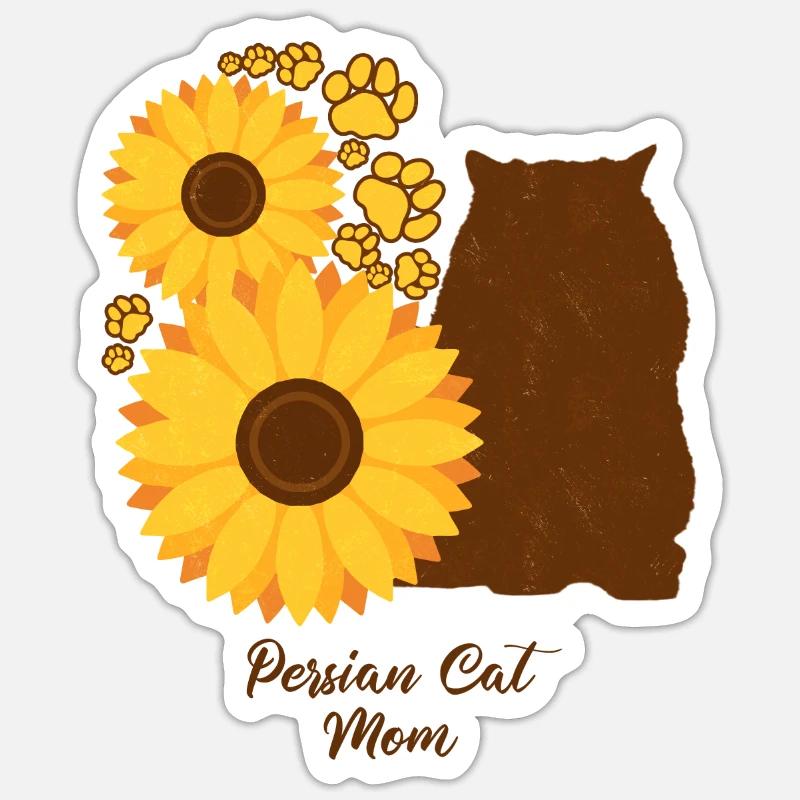 Sonnenblumenmutter - Perserkatze - Sticker Größe S (10 x 10 cm) - Mattweiß