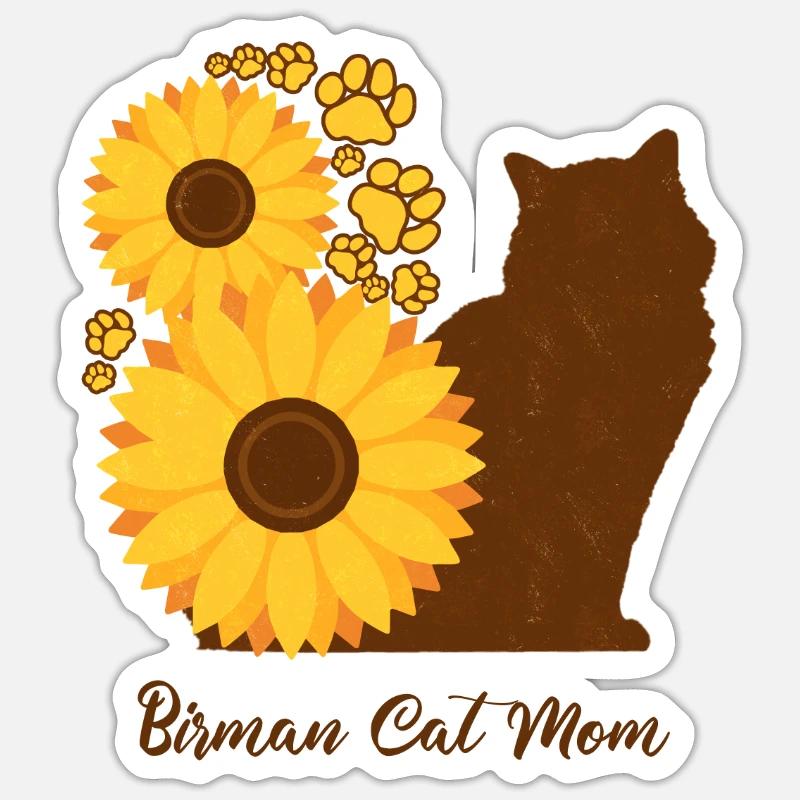 Sonnenblumenmutter - Birma-Katze Sticker Größe S (10 x 10 cm)