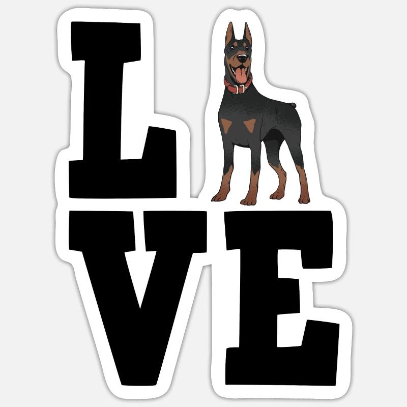 Doberman - Sticker taille S (10 x 10 cm) - blanc mat