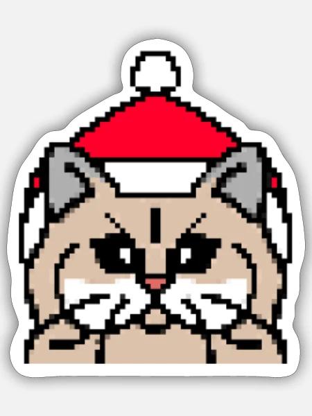Persier Katze gepixelte Weihnachten Lustige Katze - Sticker Größe S (10 x 10 cm) - Mattweiß