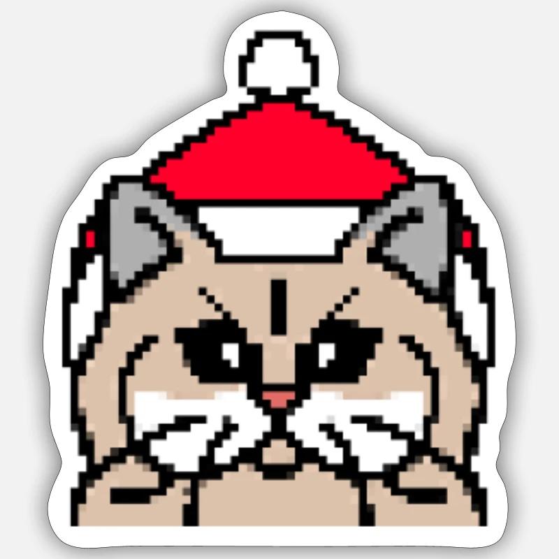 Chat persan Chat de Noël pixélisé Drôle de chat Sticker taille S (10 x 10 cm)