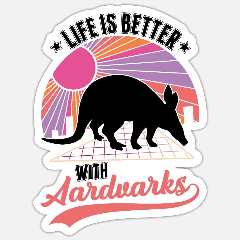 Das Leben ist besser mit Erdferkel Sticker Größe S (10 x 10 cm)