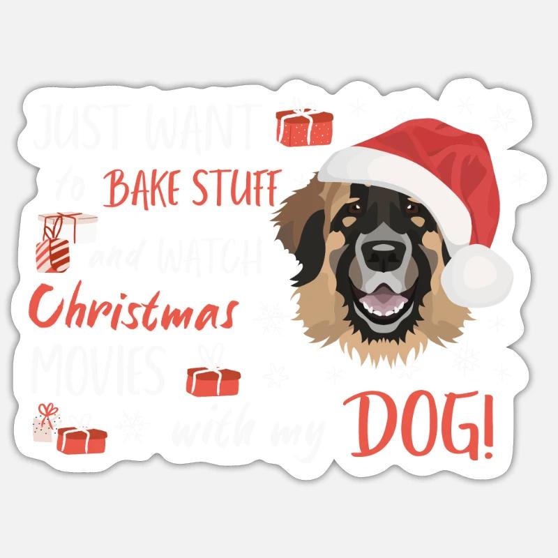 Joyeux Noël Leonberg - Sticker taille S (10 x 10 cm) - blanc mat
