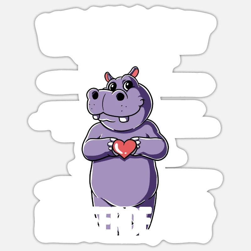 Ich mag halt einfach Nilpferde - Sticker Größe S (10 x 10 cm) - Mattweiß