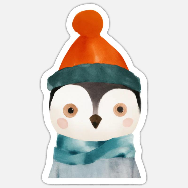 Pingouin mignon - Sticker taille S (10 x 10 cm) - blanc mat