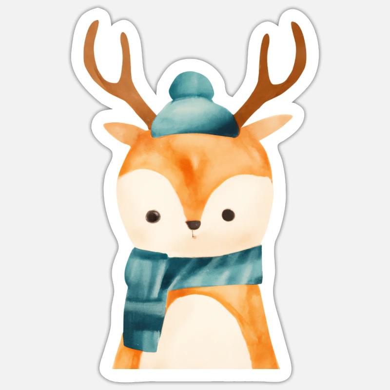 Cerf - Sticker taille S (10 x 10 cm) - blanc mat