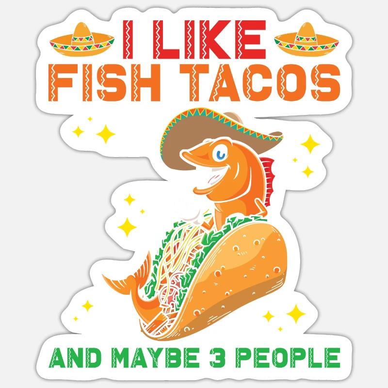 Tacos au poisson - Sticker taille S (10 x 10 cm) - blanc mat