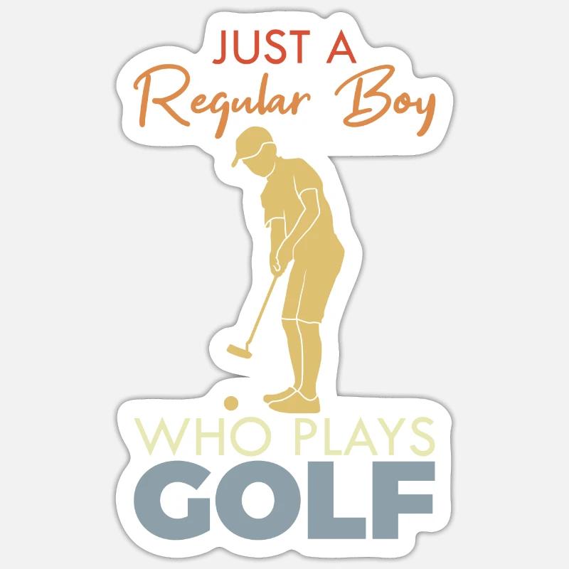 Garçon de golf - Sticker taille S (10 x 10 cm) - blanc mat