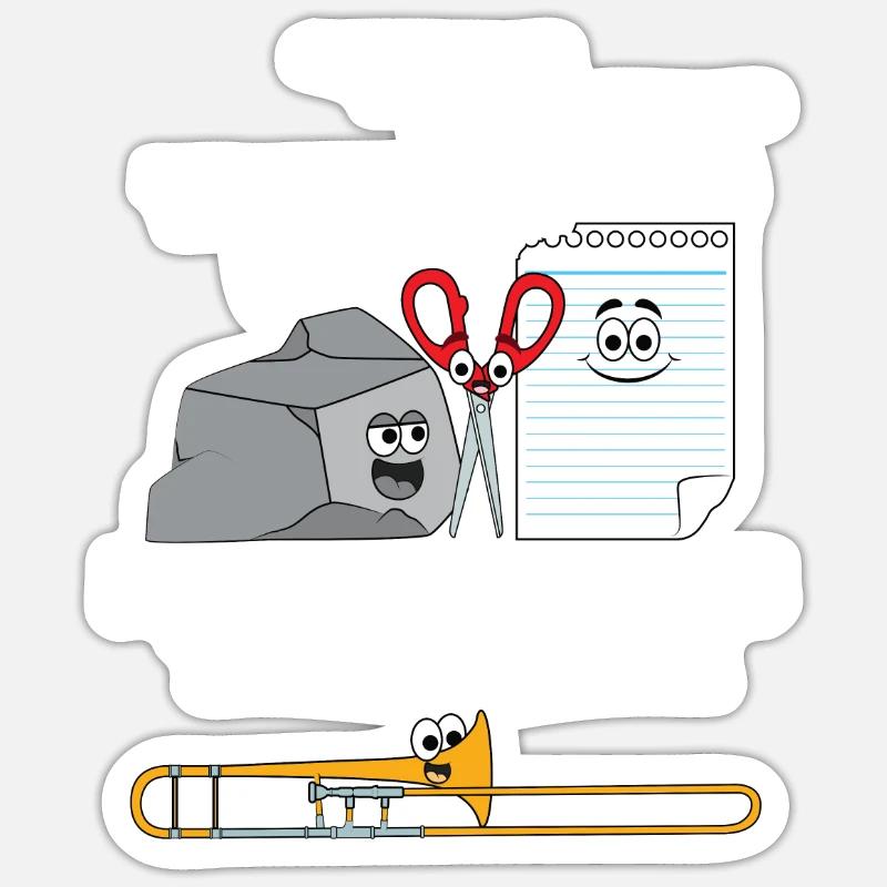 Trombone - Sticker taille S (10 x 10 cm) - blanc mat