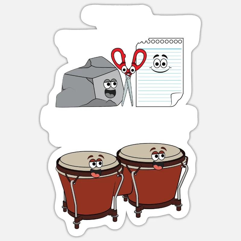 Bongo Drums Trommel - Sticker Größe S (10 x 10 cm) - Mattweiß