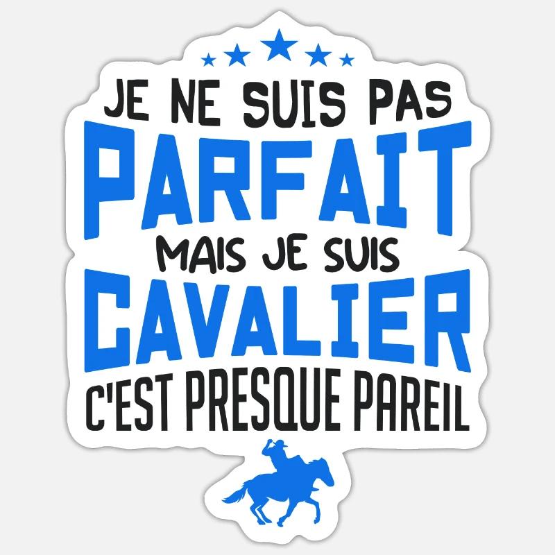 pas parfait mais cavalier - Sticker taille S (10 x 10 cm) - blanc mat