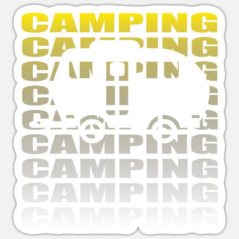 Camper Gift Idea Camping - Sticker taille S (10 x 10 cm) - blanc mat