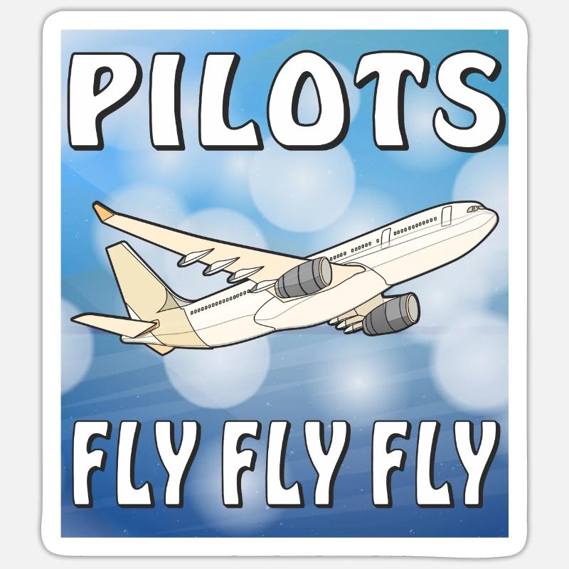 PILOTES D’AVION FLY FLY FLY - Sticker taille S (10 x 10 cm) - blanc mat