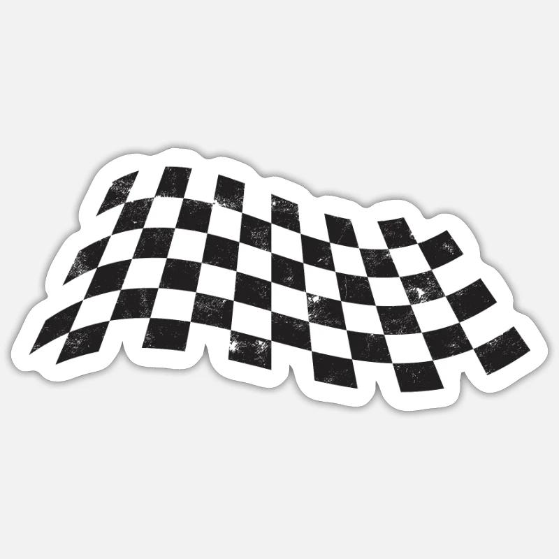 Ligne d’arrivée en damier - course - Sticker taille S (10 x 10 cm) - blanc mat