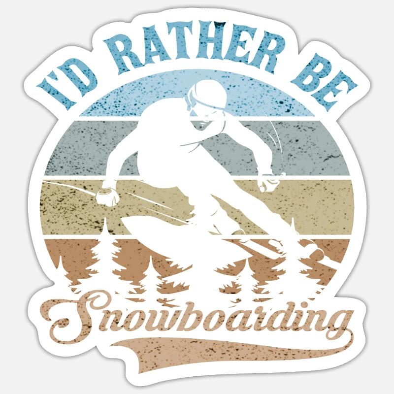 I'D RATHER BE SNOWBOARDING - Sticker size S (10 x 10 cm) - white matte