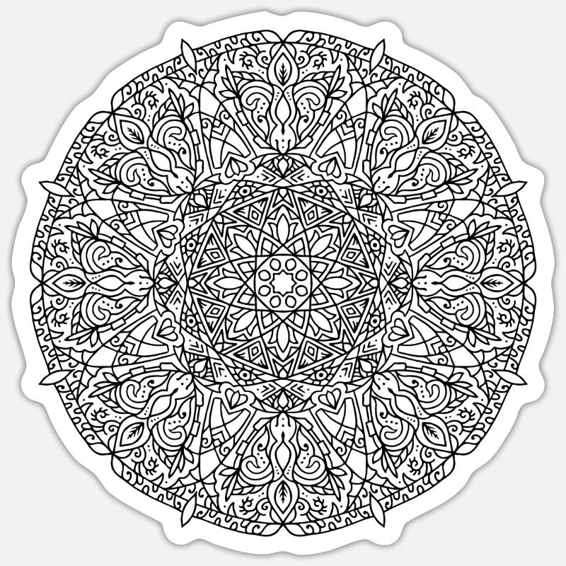 Fleurs Mandala - Sticker taille S (10 x 10 cm) - blanc mat