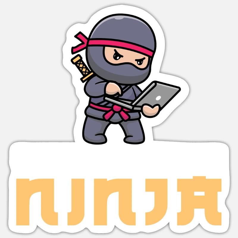Entwickler Coder Programmierer Ninja - Sticker Größe S (10 x 10 cm) - Mattweiß