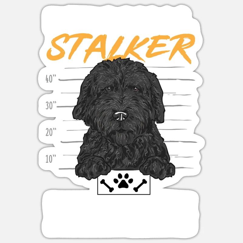 Cane Doodle d'oro nero - Sticker formato S (10 x 10 cm) - bianco opaco